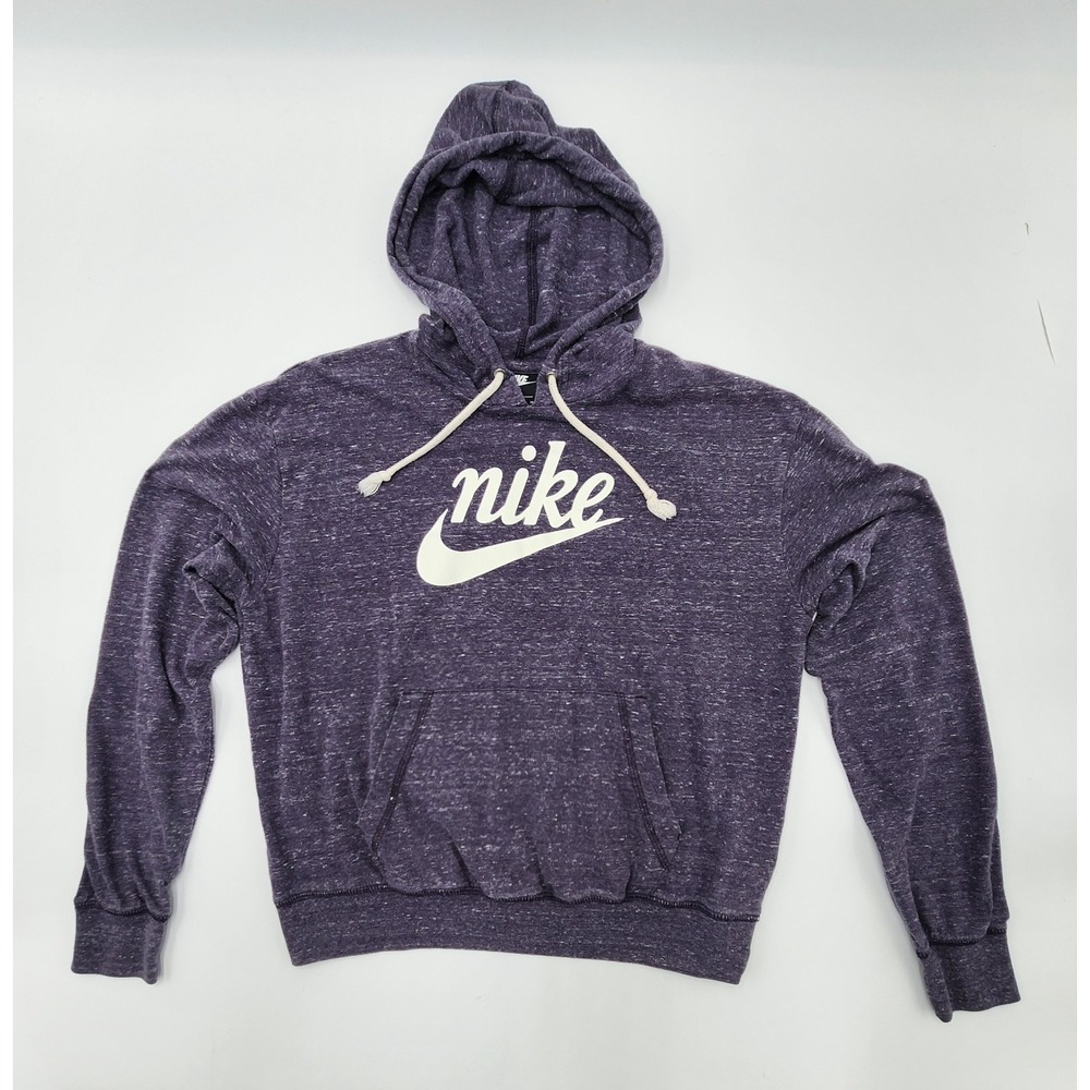 WOMENS NIKE SPORTSWEAR GYM VINTAGIE HOODIE SOFT JERSEY COTTON DARK‎ RAISIN EUC